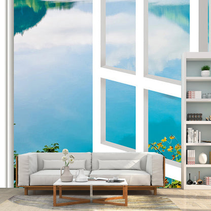 Decorative Over Window Wall Mural Personalized Size Wall Art for Balcony Decoration Blue Clearhalo 'Wall Decor' 'Wall Mural' 1114169