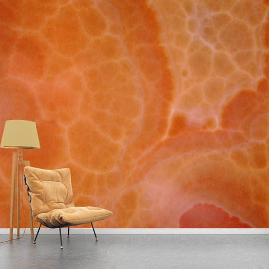 Orange Faux Finish Wall Mural Decal Stain-Resistant Wall Covering for Home Decoration