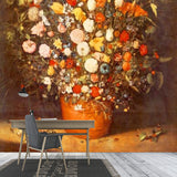 Stain-Resistant Vase Blossom Wall Mural Personalized Size Classic Wall Art for Guest Room
