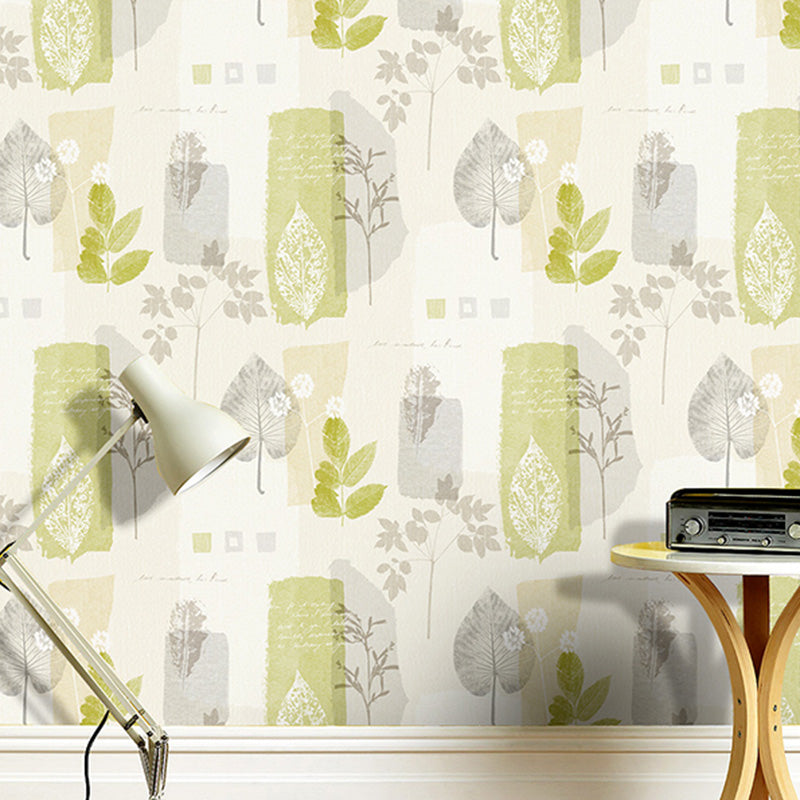 Decorative Leaves Wallpaper Non-Woven Fabric Minimalist Wall Covering for Bedroom Light Green Clearhalo 'Modern wall decor' 'Modern' 'Wallpaper' Wall Decor' 1114658