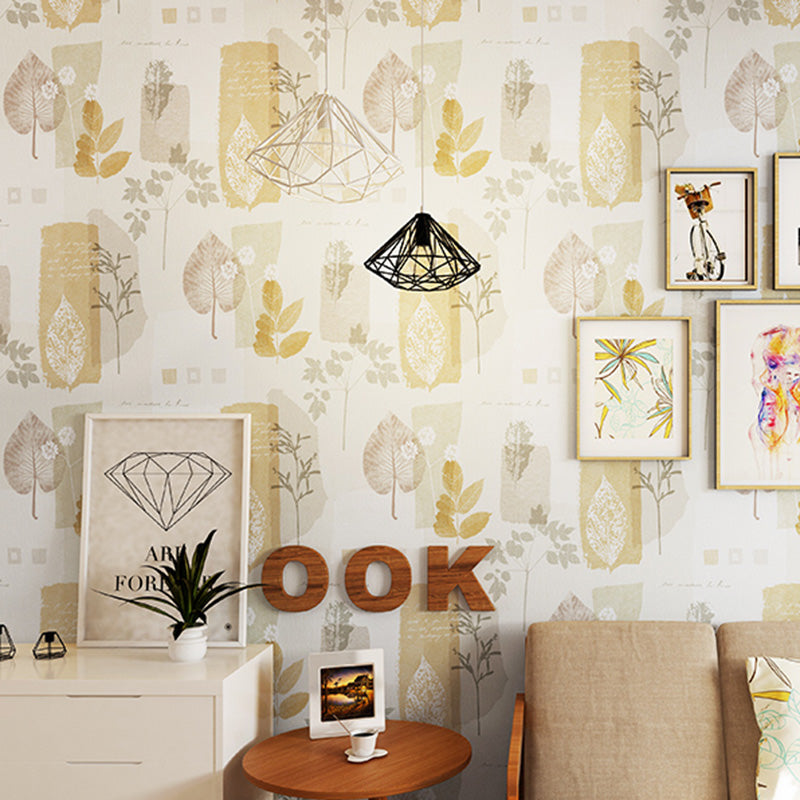 Decorative Leaves Wallpaper Non-Woven Fabric Minimalist Wall Covering for Bedroom Clearhalo 'Modern wall decor' 'Modern' 'Wallpaper' Wall Decor' 1114663