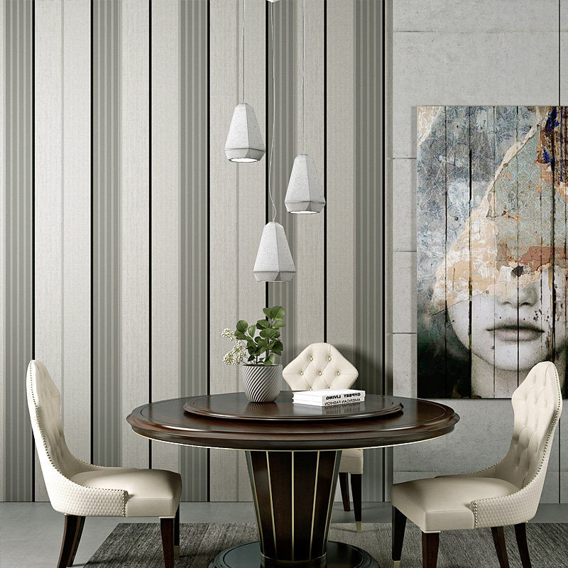 Simplicity Wall Covering in Soft Color Vertical Stripe Wallpaper Roll, 20.5"W x 31'L Silver Gray Clearhalo 'Modern wall decor' 'Modern' 'Wallpaper' Wall Decor' 1114672