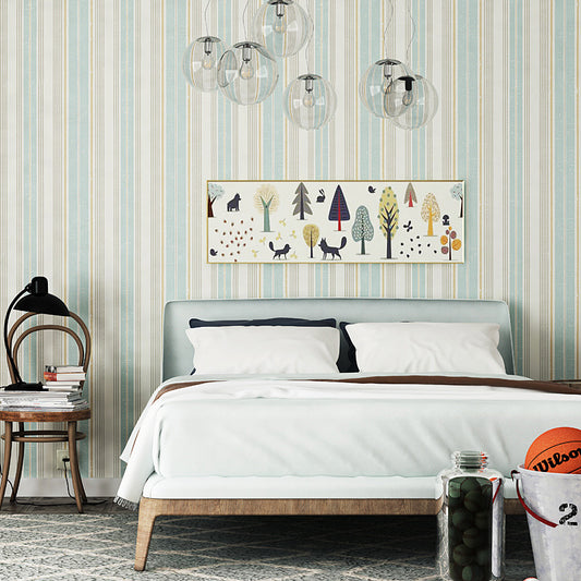 Vertical Stripe Wall Covering for Bedroom Decoration Modern Wallpaper in Blue, 33 ft. x 20.5 in Light Blue Clearhalo 'Modern wall decor' 'Modern' 'Wallpaper' Wall Decor' 1116370