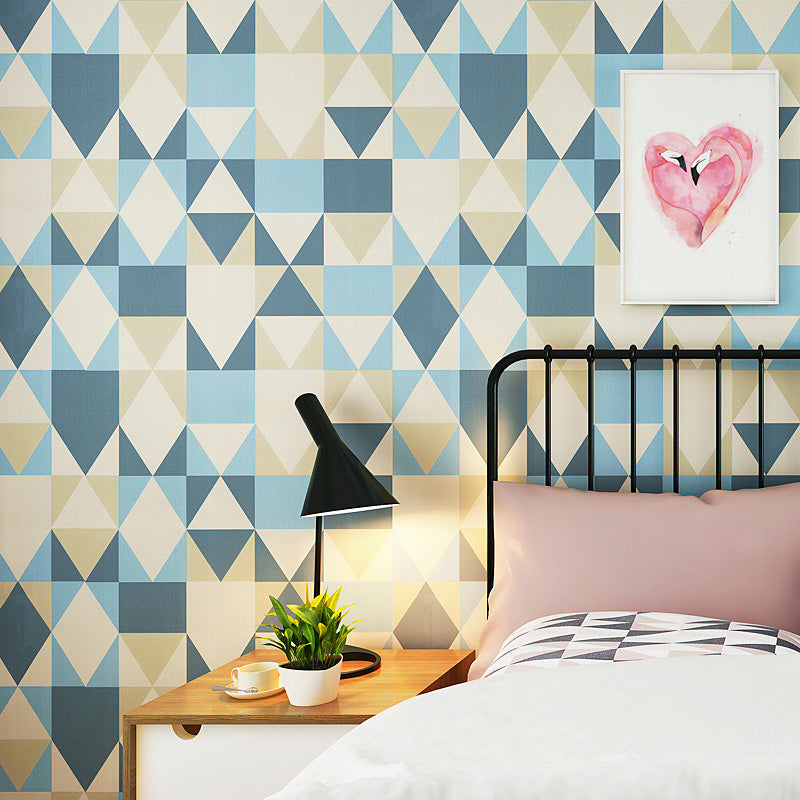 Minimalist Harlequin Wallpaper Roll in Blue and Yellow Home Decorative Wall Covering, 33' by 20.5" Blue Clearhalo 'Modern wall decor' 'Modern' 'Wallpaper' Wall Decor' 1116390