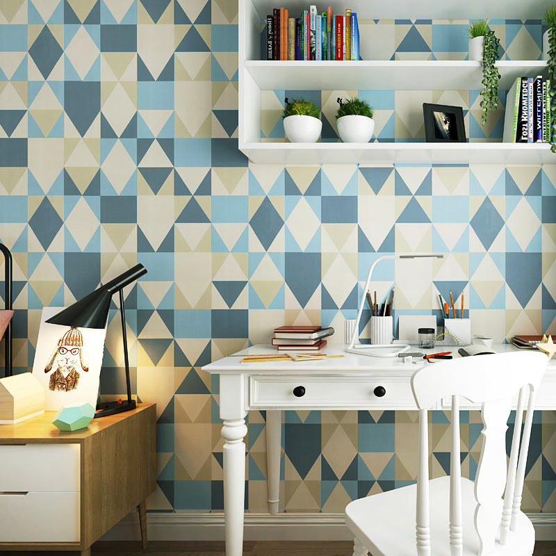 Minimalist Harlequin Wallpaper Roll in Blue and Yellow Home Decorative Wall Covering, 33' by 20.5" Clearhalo 'Modern wall decor' 'Modern' 'Wallpaper' Wall Decor' 1116391