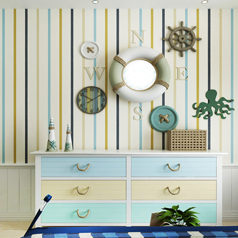 Latitudinal Stripe Wallpaper Roll for Kids Bedroom in Natural Color, 20.5"W x 33'L Clearhalo 'Wall Decor' 'Wallpaper' 1116420