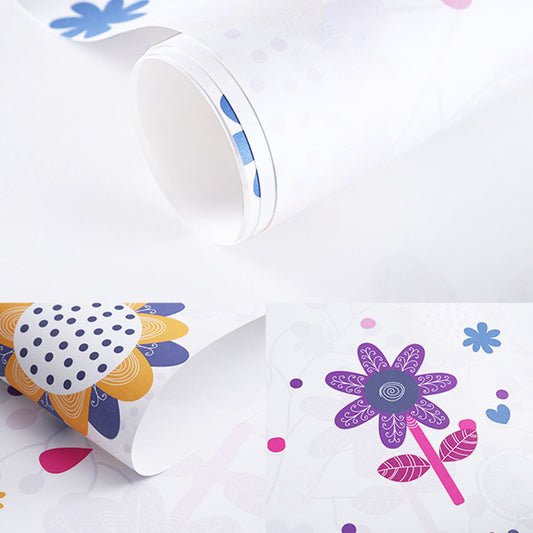 Multi-Colored Simple Wallpaper 20.5"W x 33'L Cartoon Cloud Wall Covering for Children Bedroom Clearhalo 'Wall Decor' 'Wallpaper' 1116440