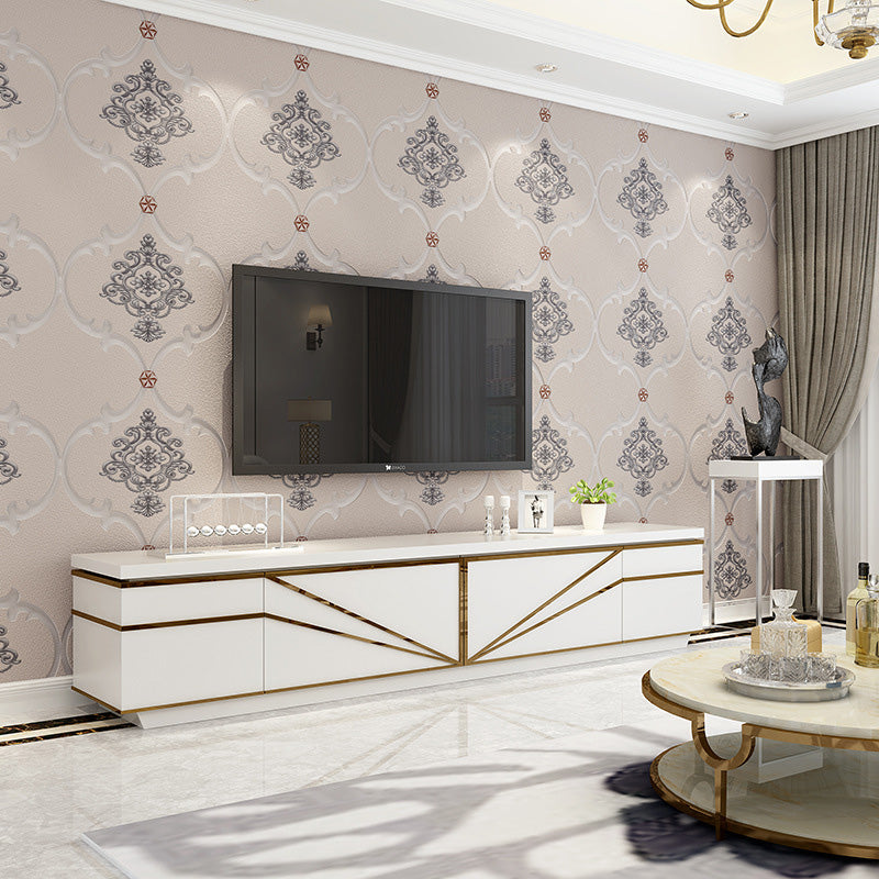 Color Block Wallpaper Roll 20.5 in x 33 ft Flock Wall Covering for Guest Room, Non-Pasted Beige Clearhalo 'Modern wall decor' 'Modern' 'Wallpaper' Wall Decor' 1116494