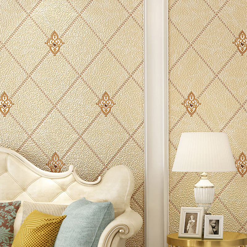 Decorative Harlequin Wall Covering Flock Textured Simple Wallpaper for Dining Room with Embedded Diamond Beige Clearhalo 'Modern wall decor' 'Modern' 'Wallpaper' Wall Decor' 1116530