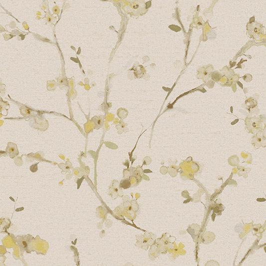 Natural Color Blossoms Wall Decor Moisture-Resistant Wallpaper Roll for Dining Room Dark Yellow Clearhalo 'Country wall decor' 'Rustic' 'Wallpaper' Wall Decor' 1116604