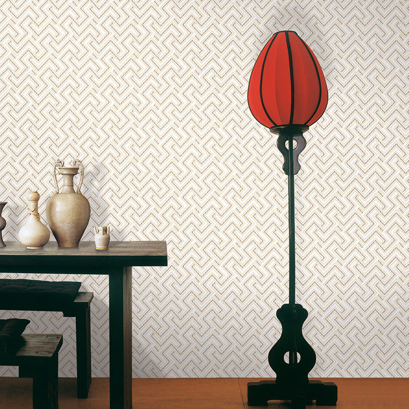 Decorative Color Block Wall Covering Non-Woven Fabric Nordic Wallpaper for Bedroom, Non-Pasted White-Brown Clearhalo 'Modern wall decor' 'Modern' 'Wallpaper' Wall Decor' 1116672