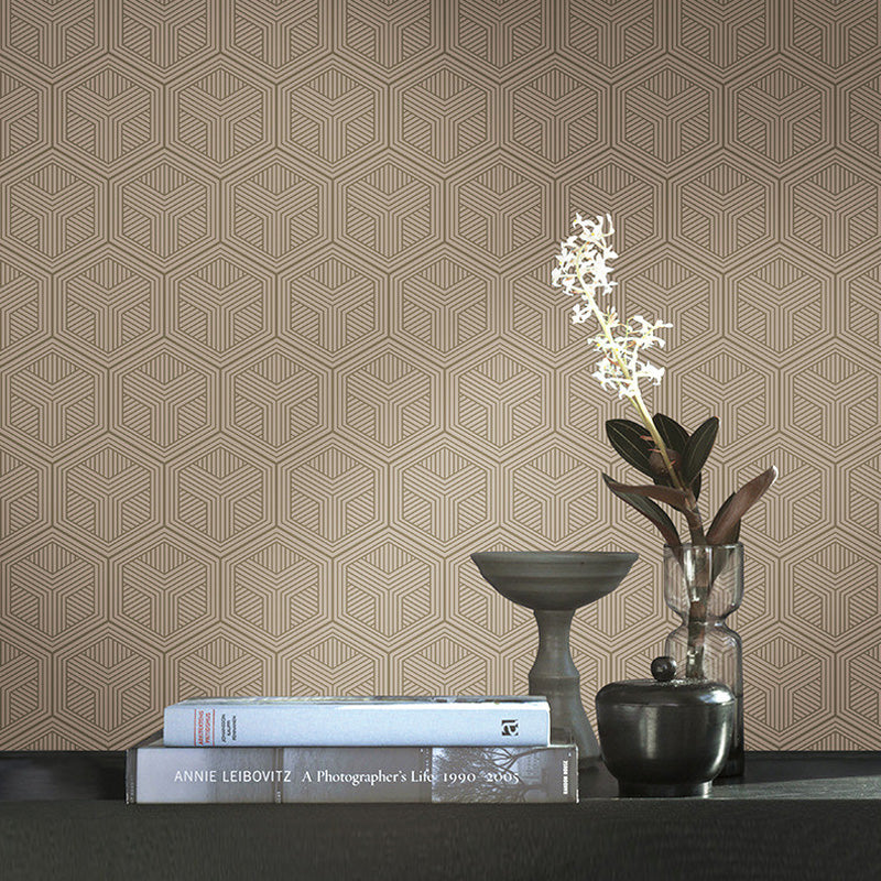 Natural Color Simplicity Wall Covering 57.1 sq ft. Geometries Wallpaper for Bedroom Decoration Coffee Clearhalo 'Modern wall decor' 'Modern' 'Wallpaper' Wall Decor' 1116677
