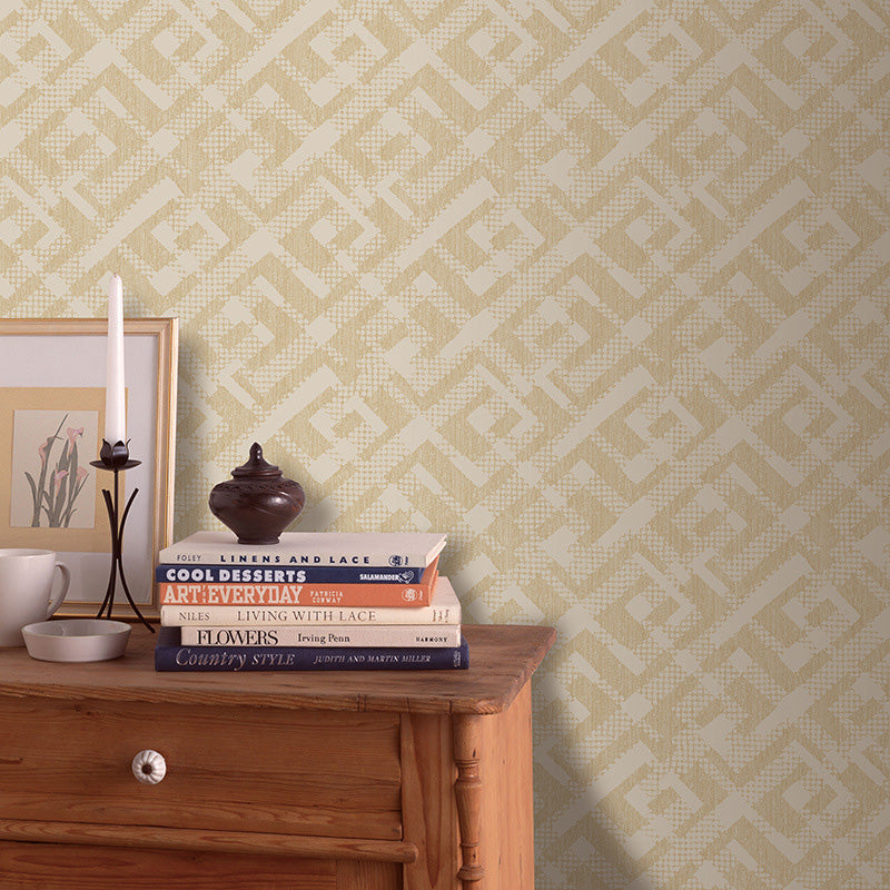 Nordic Geometries Wallpaper Roll for Accent Wall, Natural Color, 33-foot x 20.5-inch Light Gold Clearhalo 'Modern wall decor' 'Modern' 'Wallpaper' Wall Decor' 1116702