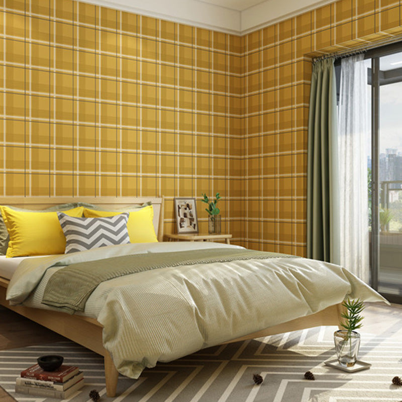 Light Color Chequer Wall Covering Stain-Resistant Wallpaper Roll for Guest Room Decoration Orange-Yellow Clearhalo 'Modern wall decor' 'Modern' 'Wallpaper' Wall Decor' 1116751