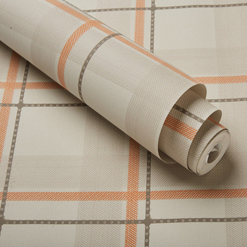 Light Color Chequer Wall Covering Stain-Resistant Wallpaper Roll for Guest Room Decoration Orange Pink Clearhalo 'Modern wall decor' 'Modern' 'Wallpaper' Wall Decor' 1116757