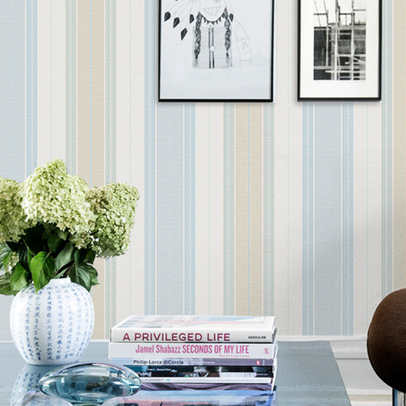 Simple Vertical Stripe Wall Covering for Home Decor, 57.1 sq ft. Wallpaper Roll in Pastel Color Orange-Blue Clearhalo 'Modern wall decor' 'Modern' 'Wallpaper' Wall Decor' 1116777