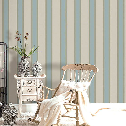Vertical Stripe Wallpaper Roll for Bedroom Decor 33' x 20.5" Wall Covering in Natural Color, Stain-Resistant Light Blue Clearhalo 'Modern wall decor' 'Modern' 'Wallpaper' Wall Decor' 1116780