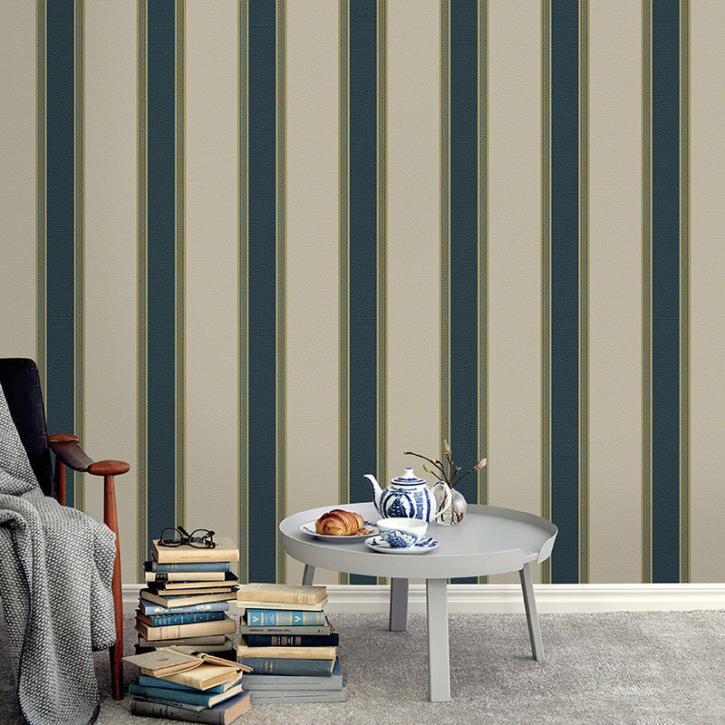Vertical Stripe Wallpaper Roll for Bedroom Decor 33' x 20.5" Wall Covering in Natural Color, Stain-Resistant Dark Blue Clearhalo 'Modern wall decor' 'Modern' 'Wallpaper' Wall Decor' 1116783