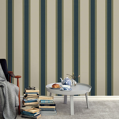 Vertical Stripe Wallpaper Roll for Bedroom Decor 33' x 20.5" Wall Covering in Natural Color, Stain-Resistant Dark Blue Clearhalo 'Modern wall decor' 'Modern' 'Wallpaper' Wall Decor' 1116783