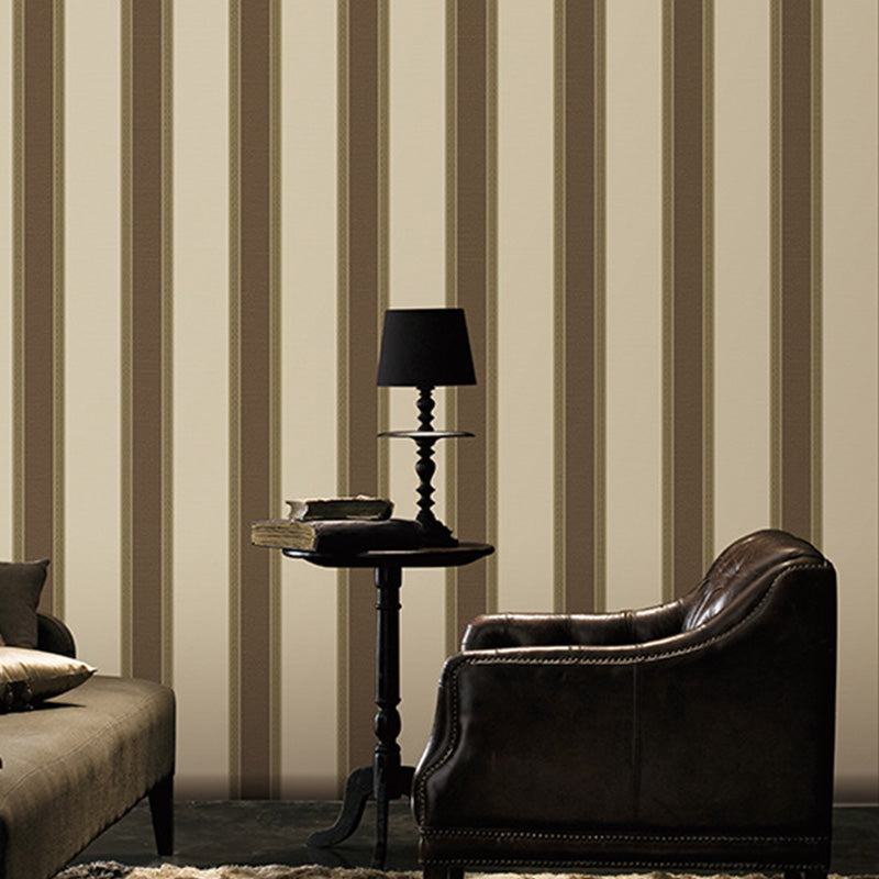 Vertical Stripe Wallpaper Roll for Bedroom Decor 33' x 20.5" Wall Covering in Natural Color, Stain-Resistant Brown Clearhalo 'Modern wall decor' 'Modern' 'Wallpaper' Wall Decor' 1116795