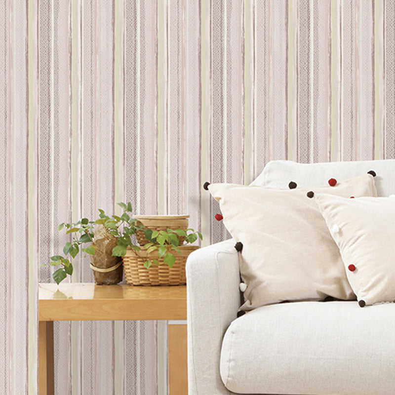 57.1 sq ft. Nordic Wallpaper Roll for Guest Room Decoration with Vertical Stripe Design in Neutral Color Purple-Pink Clearhalo 'Modern wall decor' 'Modern' 'Wallpaper' Wall Decor' 1116801
