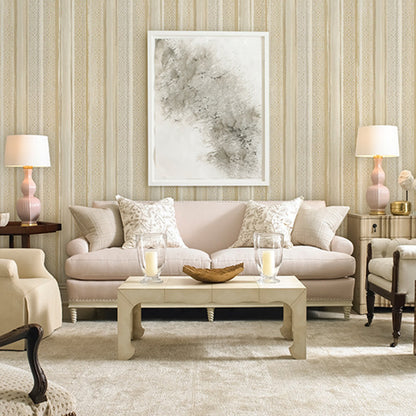 57.1 sq ft. Nordic Wallpaper Roll for Guest Room Decoration with Vertical Stripe Design in Neutral Color Light Gold Clearhalo 'Modern wall decor' 'Modern' 'Wallpaper' Wall Decor' 1116804