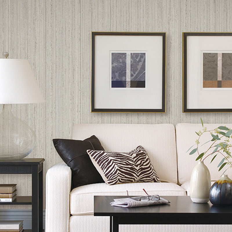 Vertical Stripe Wallpaper for Living Room Decoration in Natural Color, 20.5 in x 33 ft, Non-Pasted Gray-Green Clearhalo 'Modern wall decor' 'Modern' 'Wallpaper' Wall Decor' 1116817