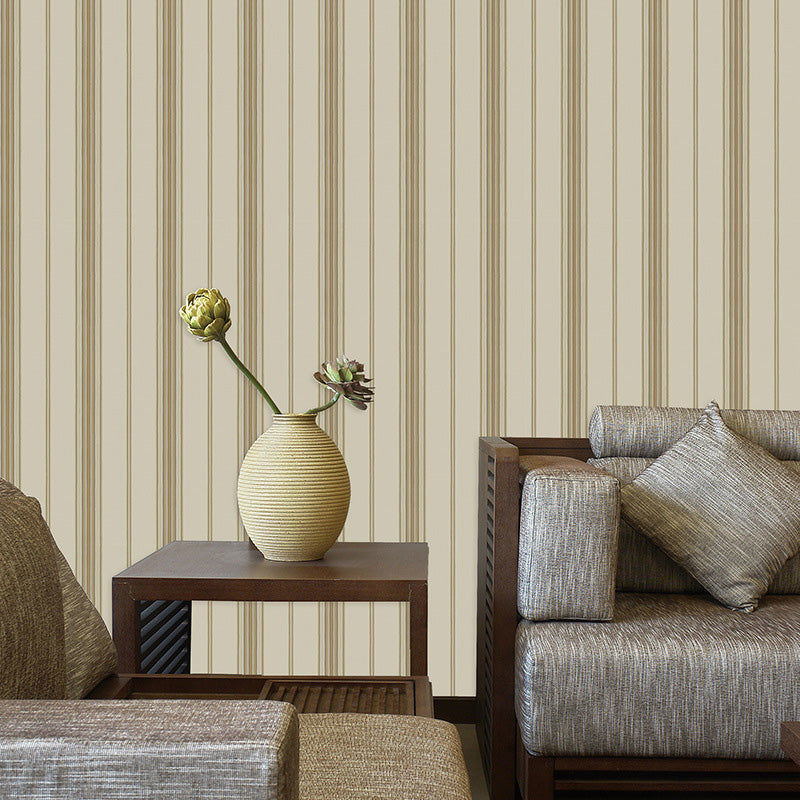 Stain-Resistant Vertical Stripes Wall Covering 20.5" by 33' Minimalist Wallpaper for Home Decoration Beige Clearhalo 'Modern wall decor' 'Modern' 'Wallpaper' Wall Decor' 1116863