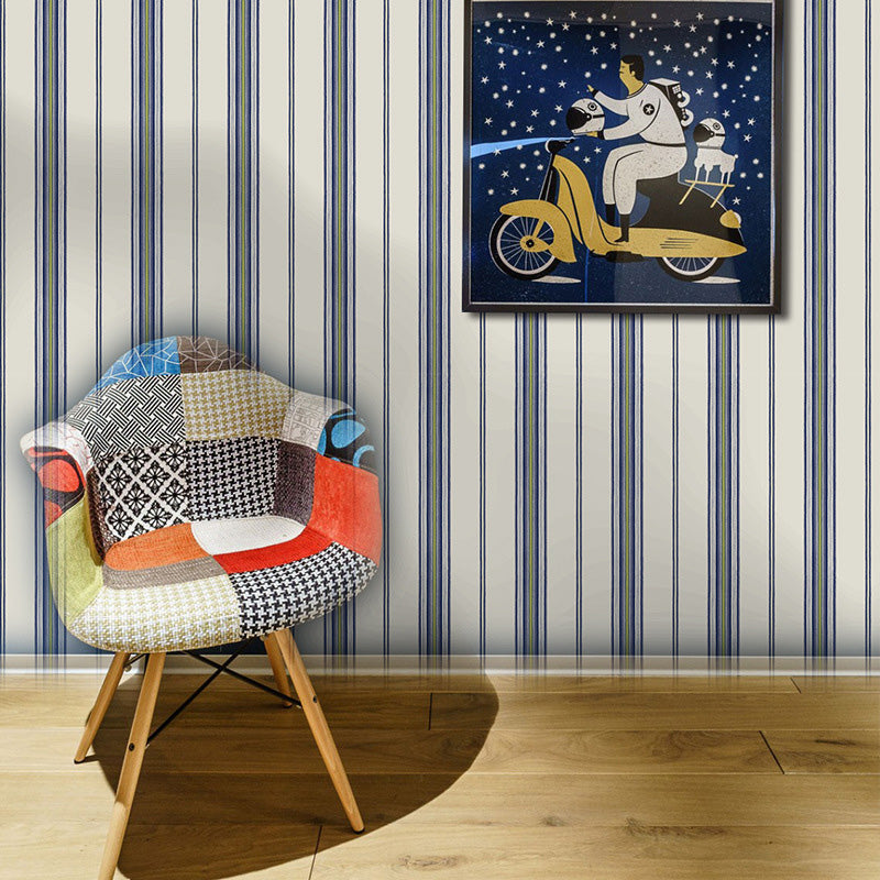 Stain-Resistant Vertical Stripes Wall Covering 20.5" by 33' Minimalist Wallpaper for Home Decoration Dark Blue Clearhalo 'Modern wall decor' 'Modern' 'Wallpaper' Wall Decor' 1116869