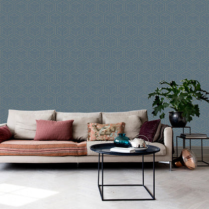 Moisture-Resistant Hexagon Wall Decor 20.5"W x 33'L Minimalist Wallpaper Roll for Living Room Blue Clearhalo 'Modern wall decor' 'Modern' 'Wallpaper' Wall Decor' 1116897