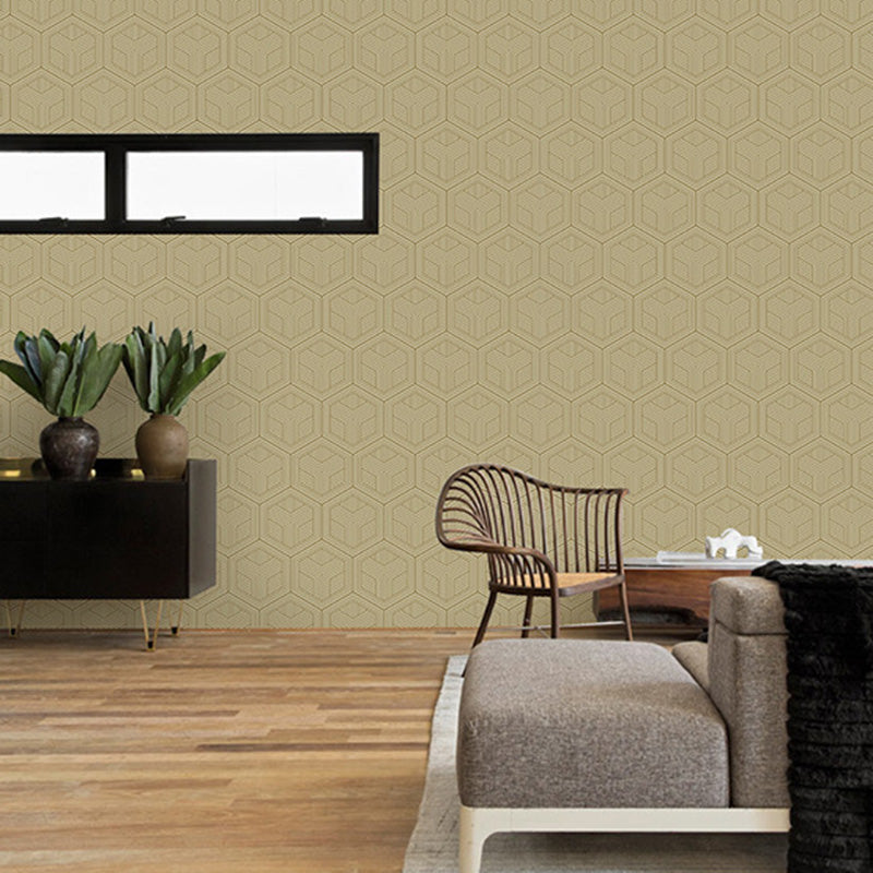 Moisture-Resistant Hexagon Wall Decor 20.5"W x 33'L Minimalist Wallpaper Roll for Living Room Wood Clearhalo 'Modern wall decor' 'Modern' 'Wallpaper' Wall Decor' 1116903