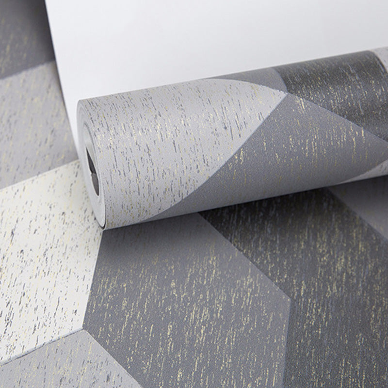 Contemporary Wall Decor in Natural Color Cubic Wallpaper Roll, 20.5" by 33', Non-Pasted Grey Clearhalo 'Modern wall decor' 'Modern' 'Wallpaper' Wall Decor' 1116917