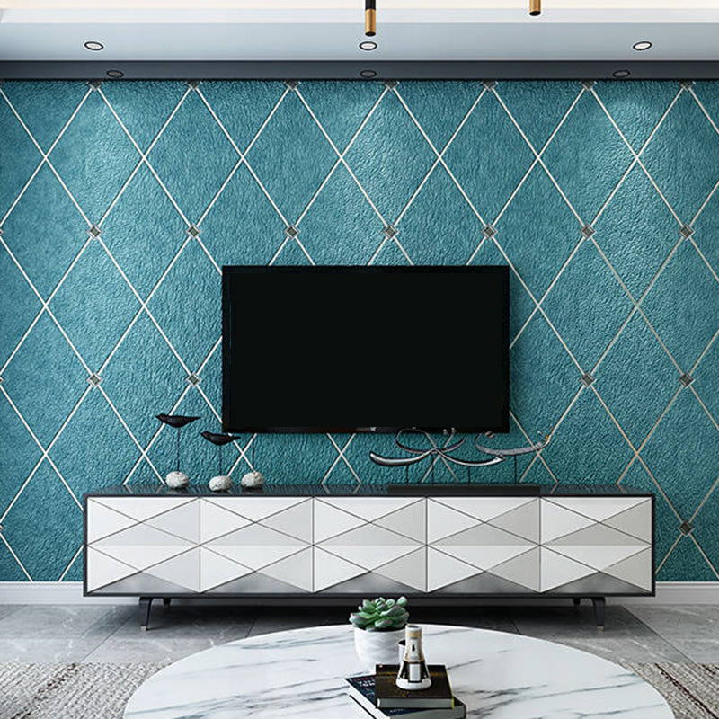 Moisture-Resistant Harlequin Wall Covering 20.5"W x 31'L Nordic Flock Wallpaper Roll for Guest Room Decor Dark Blue Clearhalo 'Modern wall decor' 'Modern' 'Wallpaper' Wall Decor' 1118027