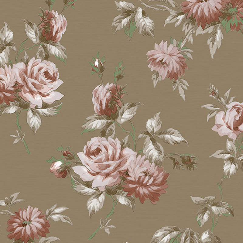Floral Design Wall Covering in Natural Color Non-Woven Fabric Wallpaper for Living Room, 57.1 sq ft. Clearhalo 'Country wall decor' 'Rustic' 'Wallpaper' Wall Decor' 1118038
