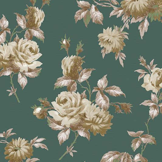 Floral Design Wall Covering in Natural Color Non-Woven Fabric Wallpaper for Living Room, 57.1 sq ft. Green Clearhalo 'Country wall decor' 'Rustic' 'Wallpaper' Wall Decor' 1118042