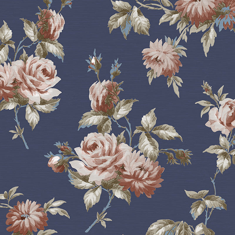 Floral Design Wall Covering in Natural Color Non-Woven Fabric Wallpaper for Living Room, 57.1 sq ft. Blue Clearhalo 'Country wall decor' 'Rustic' 'Wallpaper' Wall Decor' 1118044