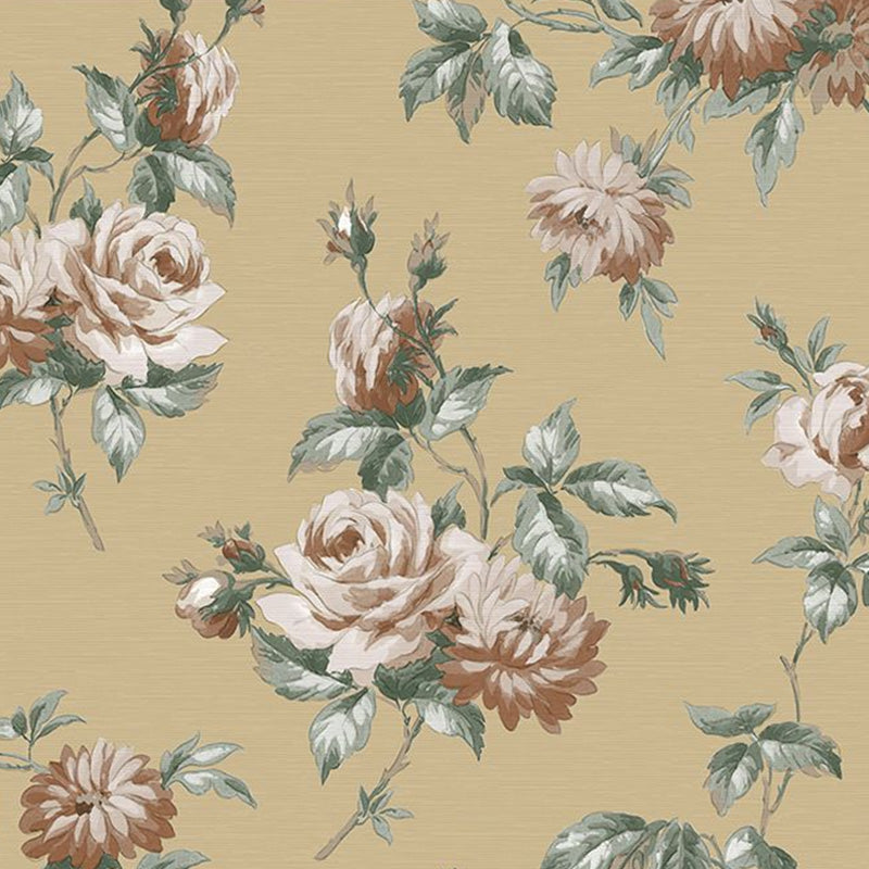 Floral Design Wall Covering in Natural Color Non-Woven Fabric Wallpaper for Living Room, 57.1 sq ft. Beige Clearhalo 'Country wall decor' 'Rustic' 'Wallpaper' Wall Decor' 1118048