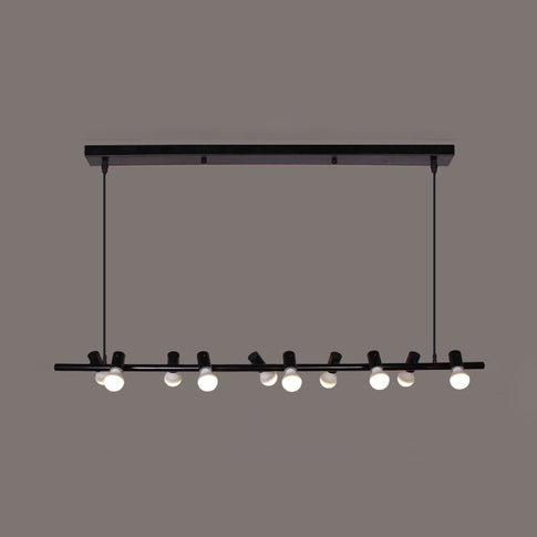 Retro Bare Bulb Metal Island Lamp 6/10 Heads Black Hanging Light for Dining Room in White/Black Clearhalo 'Ceiling Lights' 'Island Lights' Lighting' 112026