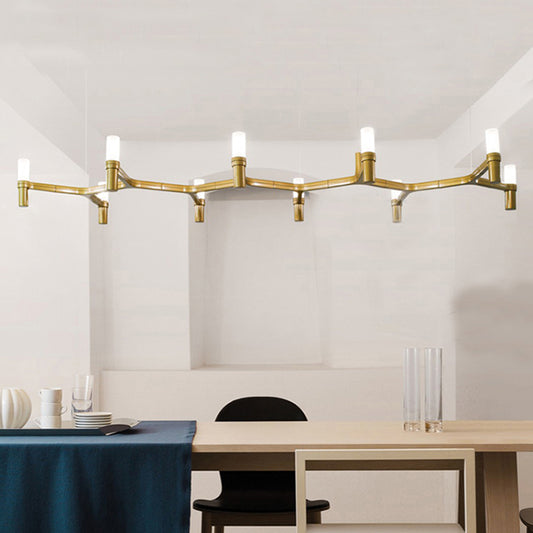 Gold/Silver Branch Ceiling Lighting Modernism 10 Heads Metallic Island Pendant Light with Bare Bulb for Dining Room Clearhalo 'Ceiling Lights' 'Island Lights' Lighting' 112057