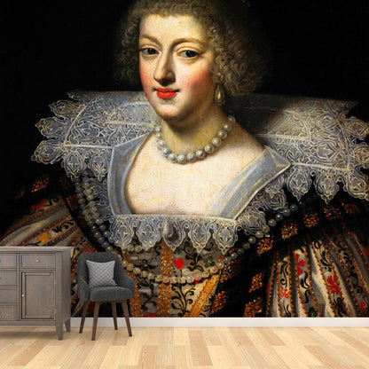 Retro Elegant Woman Mural Wallpaper for Fireplace, Custom-Made Wall Art in Dark Brown Brown Clearhalo 'Wall Decor' 'Wall Mural' 1120869