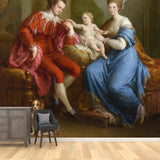 Whole Family Reunion Mural Wallpaper for Bedroom Dogs Wall Covering in Red and Blue, Water-Resistant Clearhalo 'Wall Decor' 'Wall Mural' 1122349