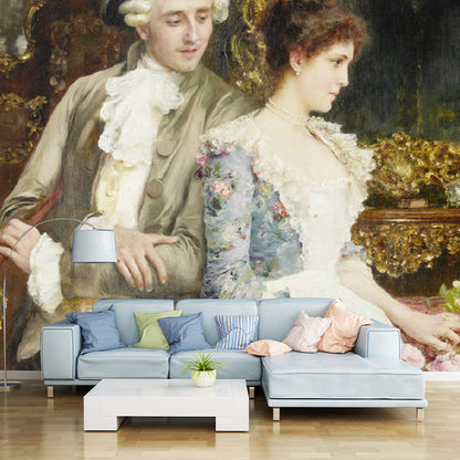 Whole European Wall Mural Decal in White and Brown Oil Painting Wall Decor, Custom-Made White-Brown Clearhalo 'Wall Decor' 'Wall Mural' 1122478