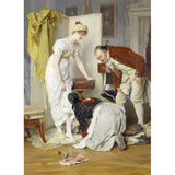 Illustration Gentleman and Lady Mural Custom-Made Wall Covering for Fireplace, Personalized Size Available