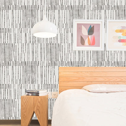 33' x 20.5" Stripes Wallpaper Roll in Natural Color Non-Woven Material Wall Decor for Bedroom, Non-Pasted Gray-White Clearhalo 'Modern wall decor' 'Modern' 'Wallpaper' Wall Decor' 1122632