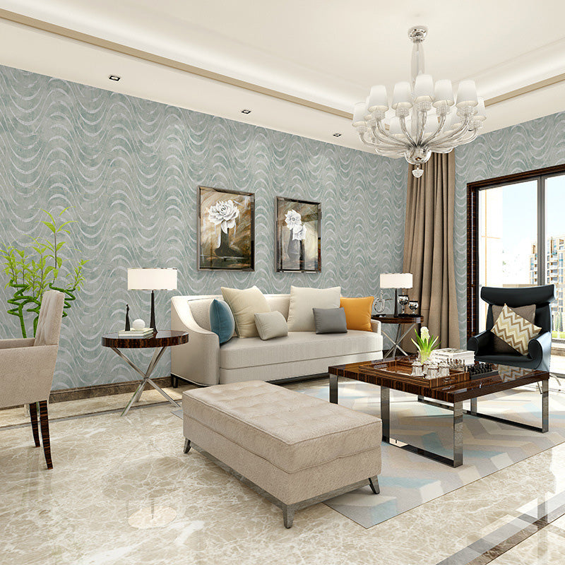 Abstract Waving Lines Wall Decor in Neutral Color Guest Room Wallpaper Roll, 20.5"W x 33'L Blue Clearhalo 'Modern wall decor' 'Modern' 'Wallpaper' Wall Decor' 1122666