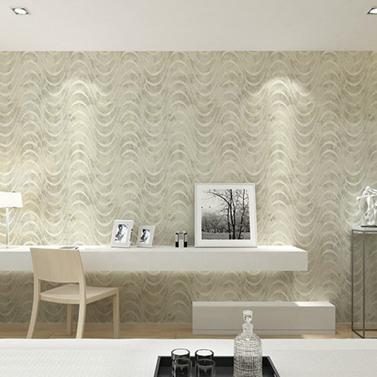 Abstract Waving Lines Wall Decor in Neutral Color Guest Room Wallpaper Roll, 20.5"W x 33'L Light Beige Clearhalo 'Modern wall decor' 'Modern' 'Wallpaper' Wall Decor' 1122672