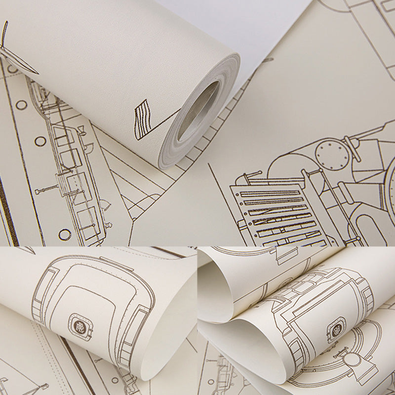 Cartoon Transportation Media Wall Decor Non-Woven Fabric Wallpaper for Children, 33'L x 20.5"W Clearhalo 'Wall Decor' 'Wallpaper' 1122727