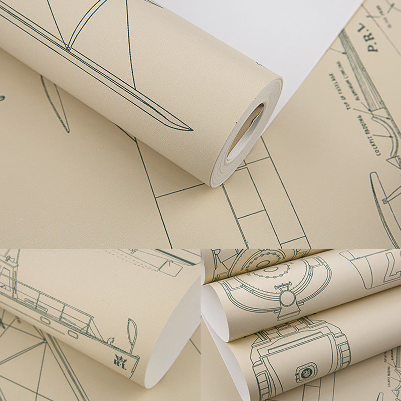 Cartoon Transportation Media Wall Decor Non-Woven Fabric Wallpaper for Children, 33'L x 20.5"W Clearhalo 'Wall Decor' 'Wallpaper' 1122736