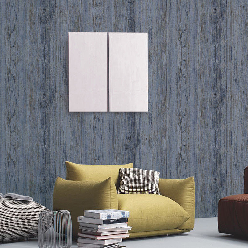 Distressed Wood Wallpaper Roll for Home Decoration, Natural Color, 20.5-inch x 33-foot Blue-Gray Clearhalo 'Country wall decor' 'Rustic' 'Wallpaper' Wall Decor' 1123068