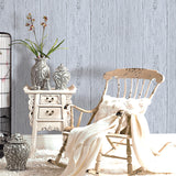 Wooden Stripes Wall Covering in Neutral Color Non-Woven Material Wallpaper for Coffee Shop, 57.1 sq ft. White-Blue Clearhalo 'Country wall decor' 'Rustic' 'Wallpaper' Wall Decor' 1123079